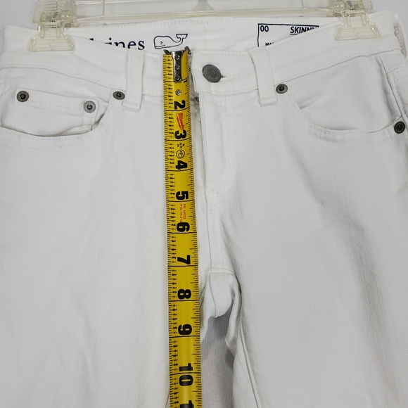 Vineyard Vines White Straight Leg Jeans w/ Blue & Silver Stars Embroidered Sz 00 - Picture 11 of 12
